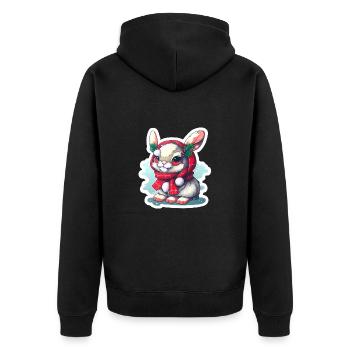 Lapin de Noël avec chapeau et foulard - Veste à capuche bio Premium Unisexe - noir - Dos - Nico (187cm)