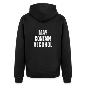 May Contain Alcohol - Unisex Premium Organic Zip Hoodie - black - Back - Nico (187cm)