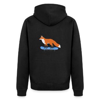 skateboard skater-fuchs sk8 halfpipe skateboarder - Unisex Premium Bio Zip Hoodie - Schwarz - Hinten - Nico (187cm)