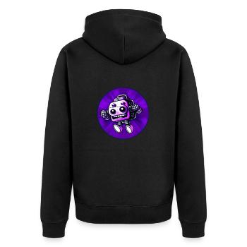 Wahnsinniger Roboter 01 - Unisex Premium Bio Zip Hoodie - Schwarz - Hinten - Nico (187cm)