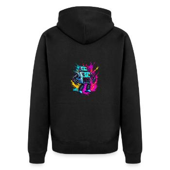 Evil Robot Series 010 - Unisex Premium Organic Zip Hoodie - black - Back - Nico (187cm)