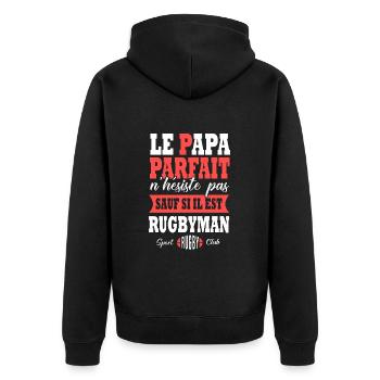 Rugby papa joueur de rugby sport rugby - Veste à capuche bio Premium Unisexe - noir - Dos - Nico (187cm)