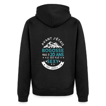 20 ans anniversaire homme pour amoureux - Veste à capuche bio Premium Unisexe - noir - Dos - Nico (187cm)