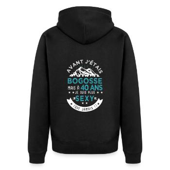 40 ans anniversaire homme pour amoureux - Veste à capuche bio Premium Unisexe - noir - Dos - Nico (187cm)