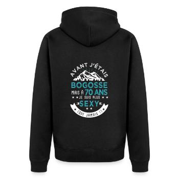 70 ans anniversaire homme pour amoureux - Veste à capuche bio Premium Unisexe - noir - Dos - Nico (187cm)