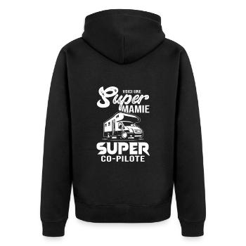 Mamie camping car cadeau grand parents - Veste à capuche bio Premium Unisexe - noir - Dos - Nico (187cm)