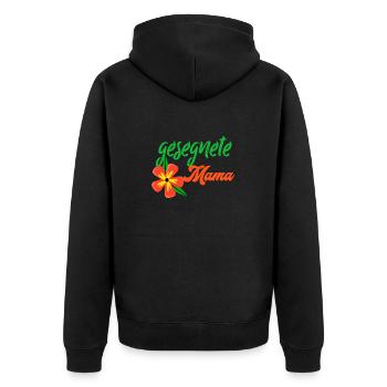 Gesegnete Mama - Unisex Premium Bio Zip Hoodie - Schwarz - Hinten - Nico (187cm)