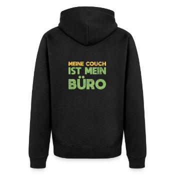 Meine Couch Ist Mein Büro - Unisex Premium Bio Zip Hoodie - Schwarz - Hinten - Nico (187cm)