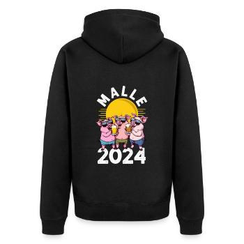 Malle 2024 Party Team Sau Mallorca - Unisex Premium Organic Zip Hoodie - black - Back - Nico (187cm)