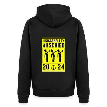 Junggesellenabschied 2024 - Unisex Premium Bio Zip Hoodie - Schwarz - Hinten - Nico (187cm)