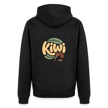Cute Kiwi - New Zealand Bird Design - Unisex Premium Organic Zip Hoodie - black - Back - Nico (187cm)
