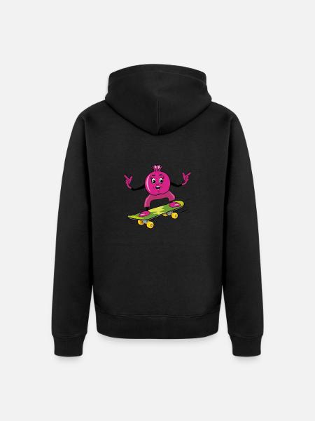 Funny pomegranate skateboarder - Unisex Premium Organic Zip Hoodie - black