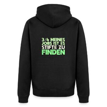 3/4 Meines Jobs Ist Es, Stifte Zu Finden - Unisex Premium Bio Zip Hoodie - Schwarz - Hinten - Nico (187cm)