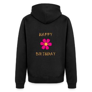 HAPPY BIRTHDAY. JOYEUX ANNIVERSAIRE. ANNIVERSAIRE. - Veste à capuche bio Premium Unisexe - noir - Dos - Nico (187cm)