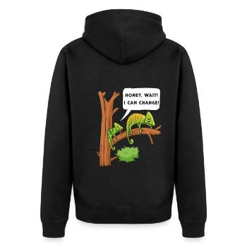 Chameleon Reptile Owner Lizard Reptile Pet - Unisex Premium Bio Zip Hoodie - Schwarz - Hinten - Nico (187cm)