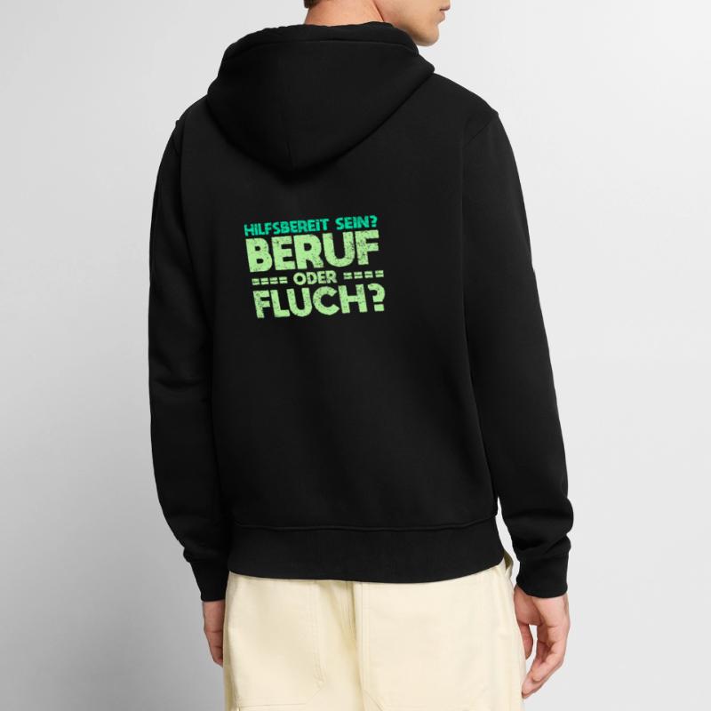 Hilfsbereit Sein - Beruf Oder Fluch? Unisex Premium Bio Zip Hoodie