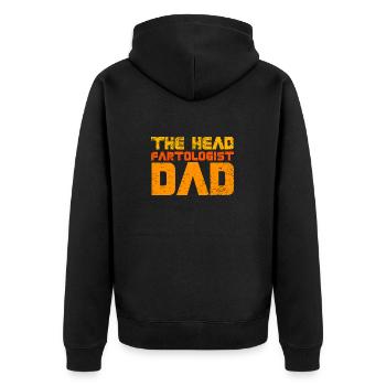 The Head Fartologist Dad - Unisex Premium Organic Zip Hoodie - black - Back - Nico (187cm)