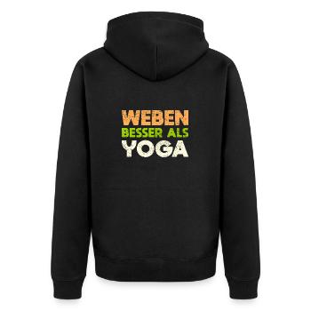 Weben - Besser Als Yoga - Unisex Premium Bio Zip Hoodie - Schwarz - Hinten - Nico (187cm)
