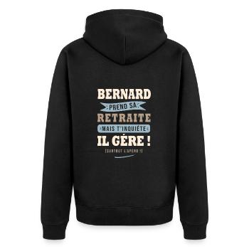 Bernard humour retraite cadeau bernard - Veste à capuche bio Premium Unisexe - noir - Dos - Nico (187cm)