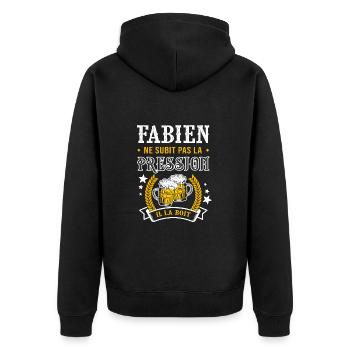 Fabien bière cadeau humour fabien - Veste à capuche bio Premium Unisexe - noir - Dos - Nico (187cm)