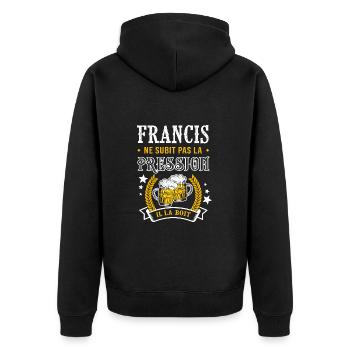 Francis bière cadeau humour Francis - Veste à capuche bio Premium Unisexe - noir - Dos - Nico (187cm)