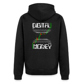 Trading Crypto - Unisex Premium Bio Zip Hoodie - Schwarz - Hinten - Nico (187cm)