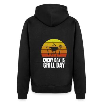 Every Day is Grill Day Grilling Grill Master - Unisex Premium Organic Zip Hoodie - black - Back - Nico (187cm)
