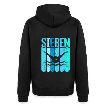 Schwimmen 7 Geburtstag Wasserratte Schwimm - Unisex Premium Bio Zip Hoodie - Schwarz - Hinten - Nico (187cm)