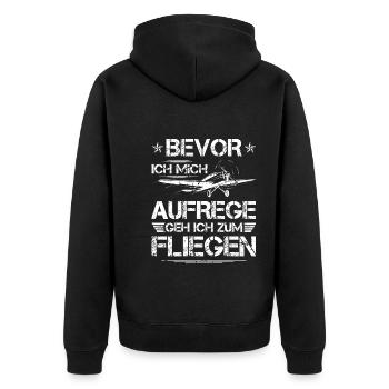 Flugzeug Fliegen Piloten Flieger - Unisex Premium Bio Zip Hoodie - Schwarz - Hinten - Nico (187cm)