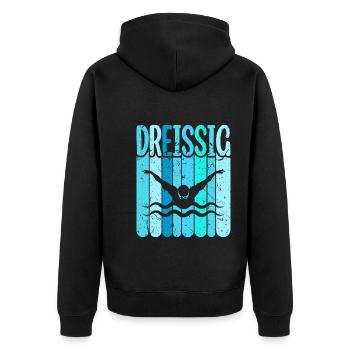 Schwimmen 30 Geburtstag Wasserratte Schwimm - Unisex Premium Bio Zip Hoodie - Schwarz - Hinten - Nico (187cm)