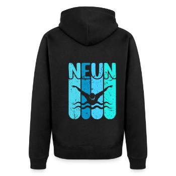Schwimmen 9 Geburtstag Wasserratte Schwimm - Unisex Premium Bio Zip Hoodie - Schwarz - Hinten - Nico (187cm)