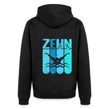 Schwimmen 10 Geburtstag Wasserratte Schwimm - Unisex Premium Bio Zip Hoodie - Schwarz - Hinten - Nico (187cm)