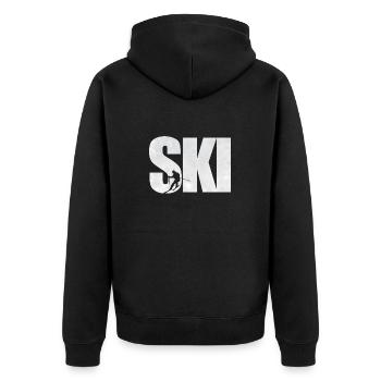 SKI - Unisex Premium Organic Zip Hoodie - black - Back - Nico (187cm)