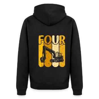 4. Geburtstag Bauwagen Jungen Bagger - Unisex Premium Bio Zip Hoodie - Schwarz - Hinten - Nico (187cm)