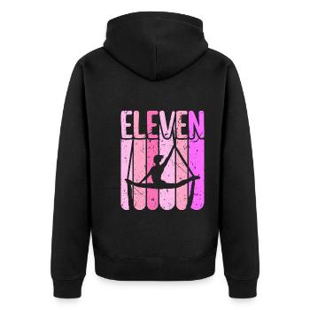 Aerialist 11. Geburtstag Aerial Silk Yoga - Unisex Premium Bio Zip Hoodie - Schwarz - Hinten - Nico (187cm)