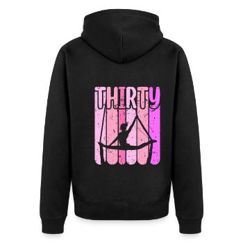 Aerialist 30. Geburtstag Aerial Silk Yoga - Unisex Premium Bio Zip Hoodie - Schwarz - Hinten - Nico (187cm)