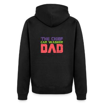 The Chief Car Washer Dad - Unisex Premium Organic Zip Hoodie - black - Back - Nico (187cm)