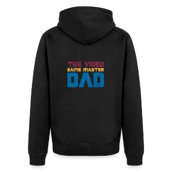 The Video Game Master Dad - Unisex Premium Organic Zip Hoodie - black - Back - Nico (187cm)