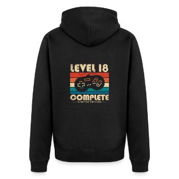 18th Birthday Gift Level 18 Complete - Unisex Premium Organic Zip Hoodie - black - Back - Nico (187cm)