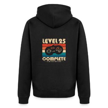 25 Anniversaire 25 ans Cadeau Niveau 25 Complet - Veste à capuche bio Premium Unisexe - noir - Dos - Nico (187cm)
