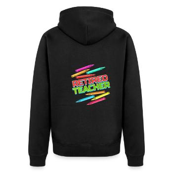 Retired Teacher Teacher Gift School - Unisex Premium Organic Zip Hoodie - black - Back - Nico (187cm)