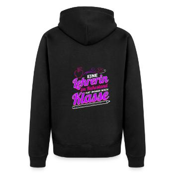 Lehrerin im Ruhestand hat Klasse Geschenk für - Unisex Premium Bio Zip Hoodie - Schwarz - Hinten - Nico (187cm)