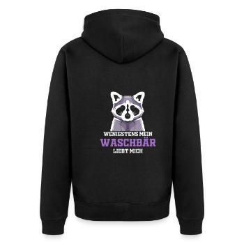 Waschbär Tierfreund Lustiges Geschenk Waschbär - Unisex Premium Bio Zip Hoodie - Schwarz - Hinten - Nico (187cm)