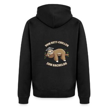 Bachelor Abschluss Geschenk für Uni - Unisex Premium Bio Zip Hoodie - Schwarz - Hinten - Nico (187cm)