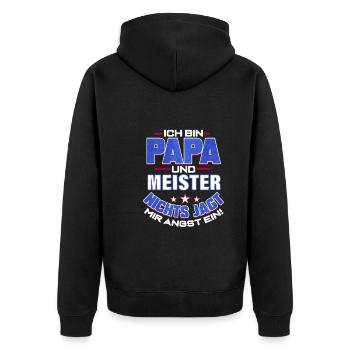 Meister Abschluss Papa Geschenk Meisterbrief - Unisex Premium Bio Zip Hoodie - Schwarz - Hinten - Nico (187cm)