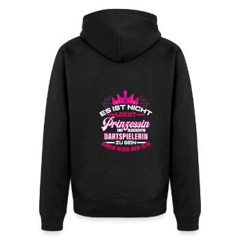 Dartspielerin Lustiges Geschenk Darts Spielen - Unisex Premium Bio Zip Hoodie - Schwarz - Hinten - Nico (187cm)