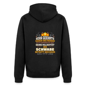 Schwabe Geschenk für Schwaben Schwäbisch Spruch - Unisex Premium Bio Zip Hoodie - Schwarz - Hinten - Nico (187cm)