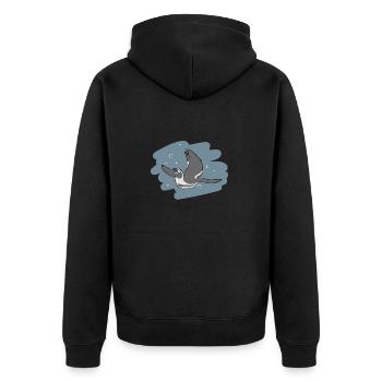 Illustrations Design "Penguin Kisses" - Unisex Premium Organic Zip Hoodie - black - Back - Nico (187cm)