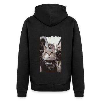 Gangster Cats Streetwear Cool Cat Motif - Veste à capuche bio Premium Unisexe - noir - Dos - Nico (187cm)