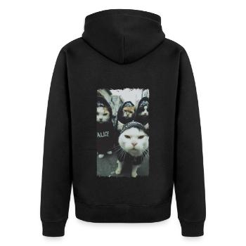 Gangster Cats Streetwear Cool Cat Motif - Veste à capuche bio Premium Unisexe - noir - Dos - Nico (187cm)